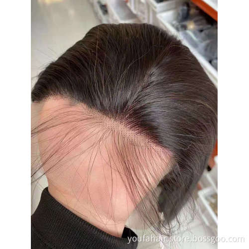 Brazilian Virgin Raw Hair Short Bob Transparent Lace Wig Natural Color Human Hair Wig Silky Straight 13x4 HD Lace Front Wigs